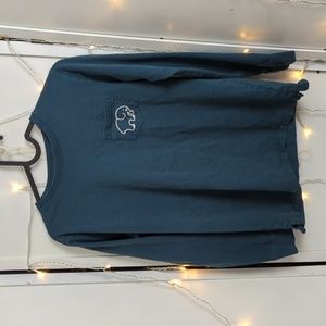 Ivory Ella Long Sleeve Tee, Dark Teal, Elephant Design